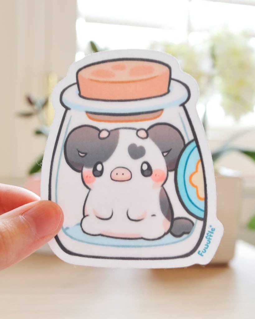 Bottle of Milk Cow Vinyl Sticker (Transparent)