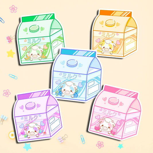 Cow Milk Carton Sticker Set