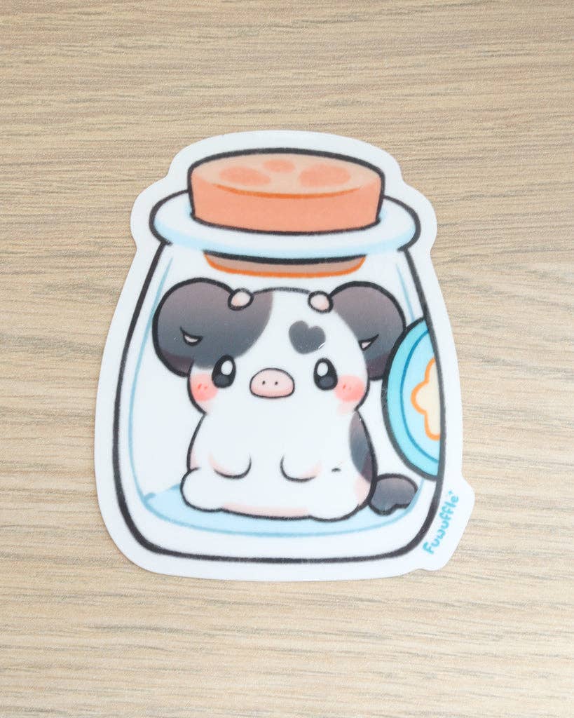 Bottle of Milk Cow Vinyl Sticker (Transparent)