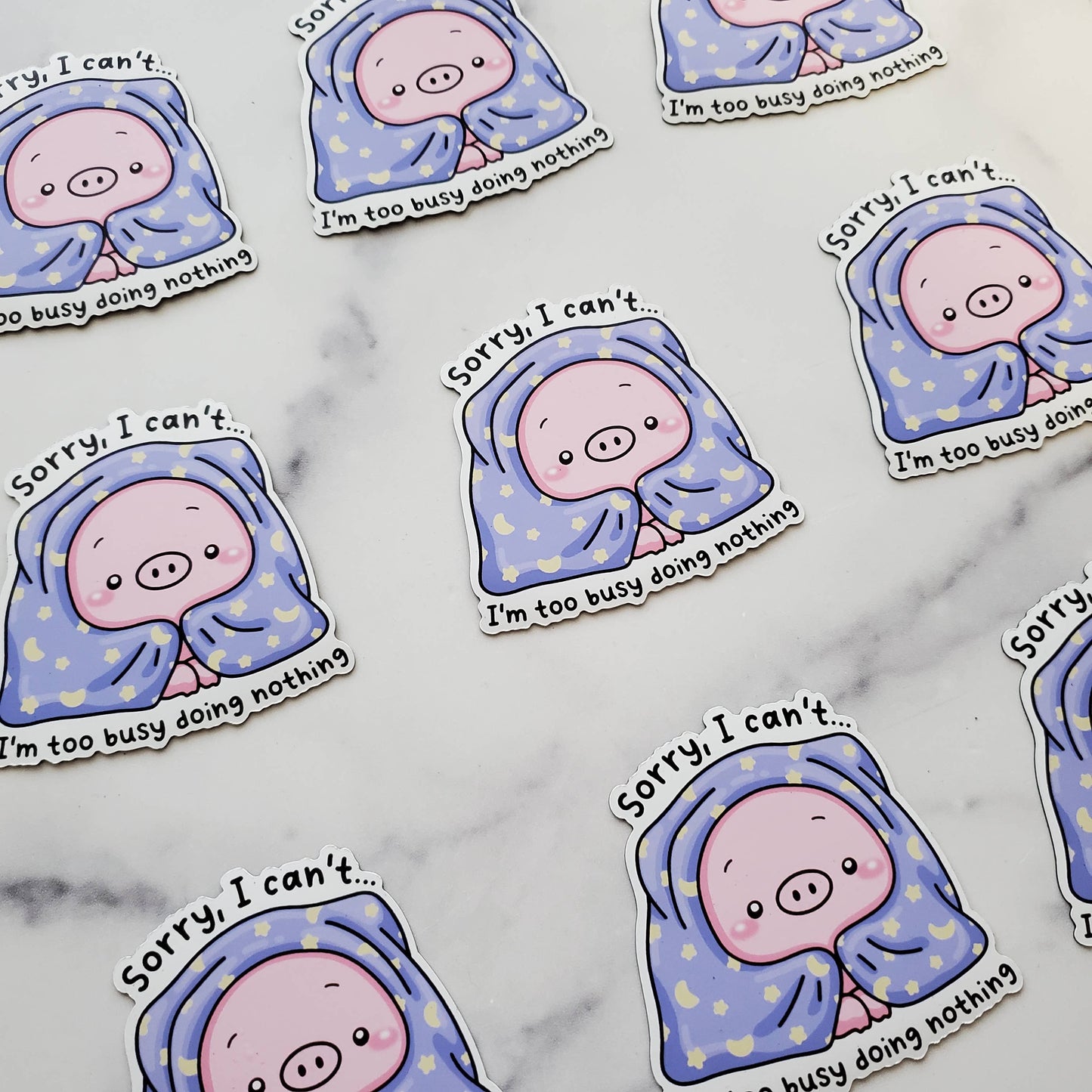Busy Doing Nothing Pig Vinyl Sticker