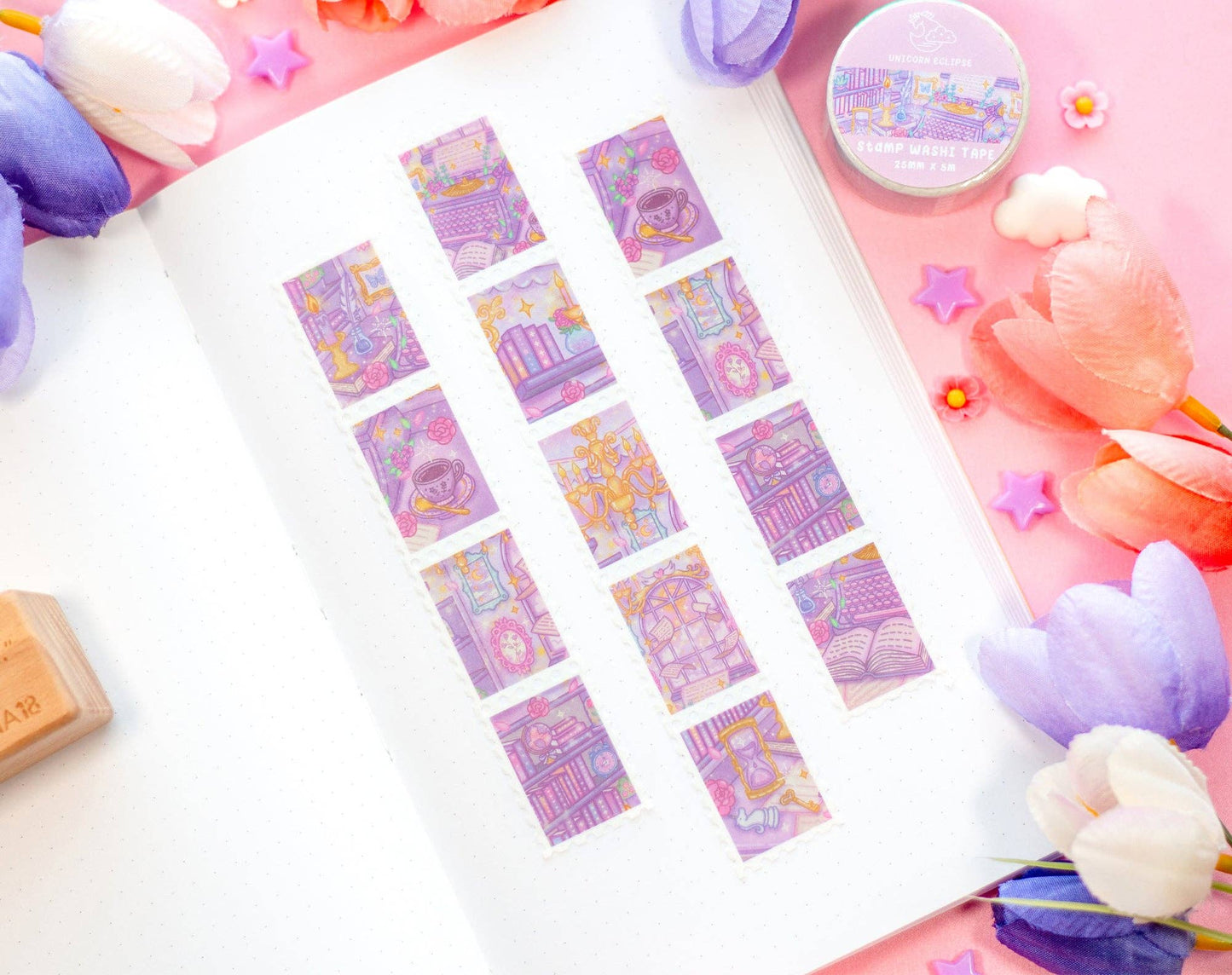 🎓 Pastel Academia Stamp Washi Tape – Study, Dream, Repeat!