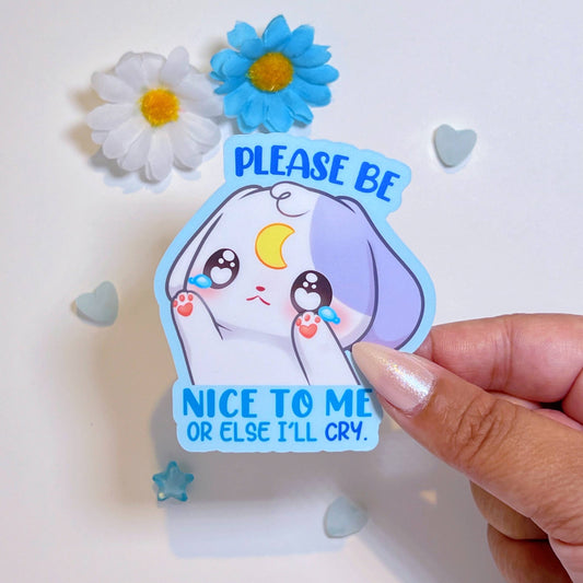 Please Be Nice To Me Or Else I'll Cry Vinyl Sticker