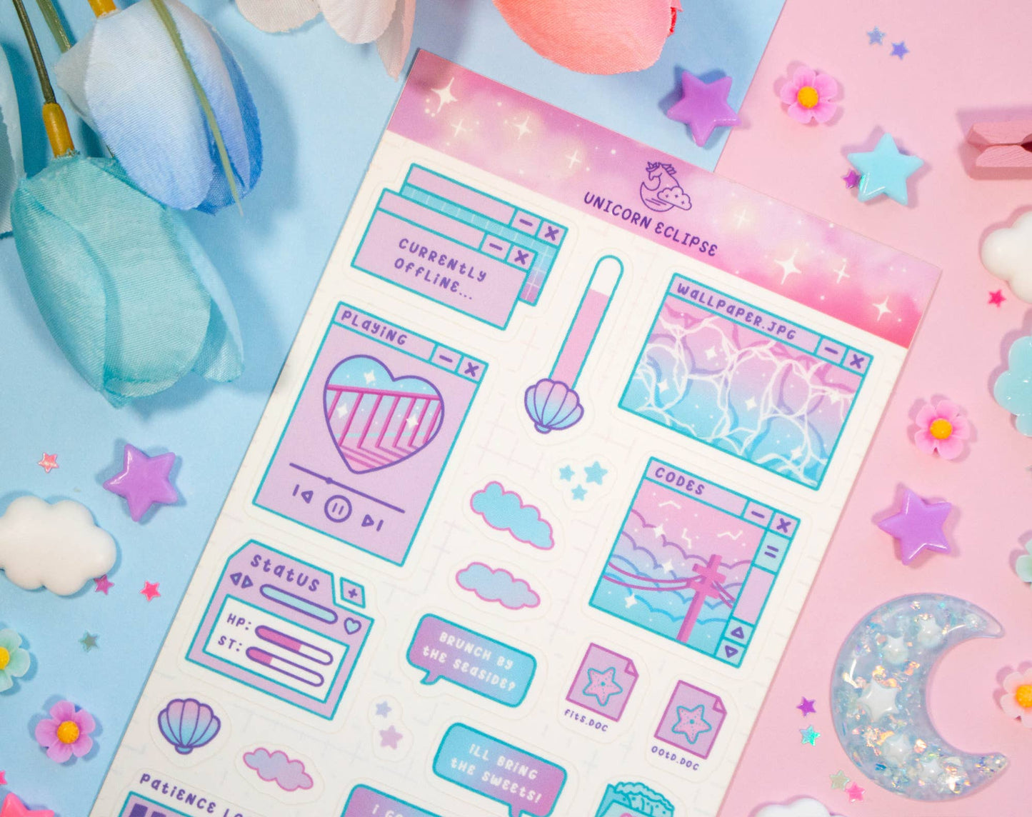 Blue Computer Aesthetic Sticker Sheet