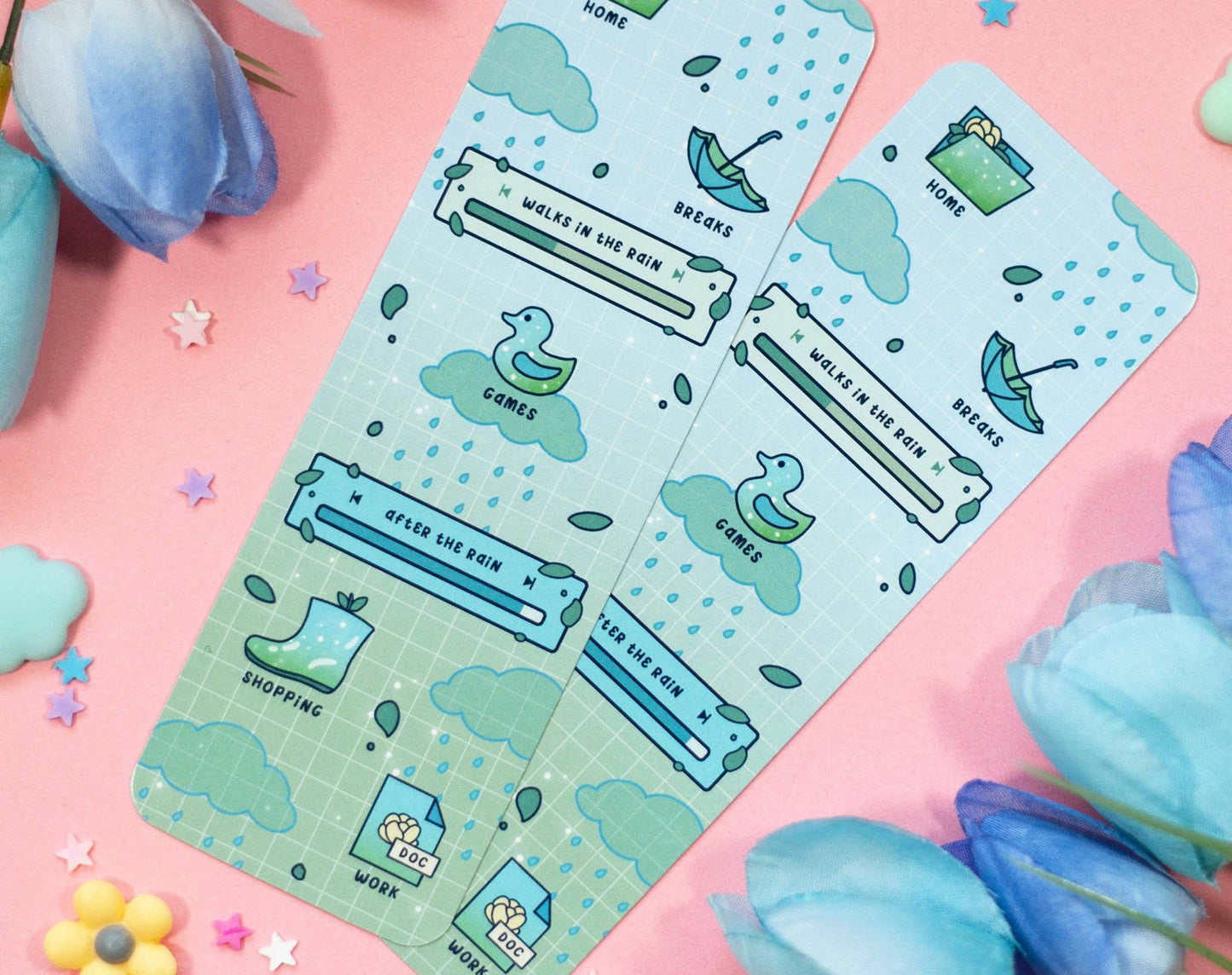 🌧️ Rainy Day Bookmark – Glossy & Double-Sided! ☕