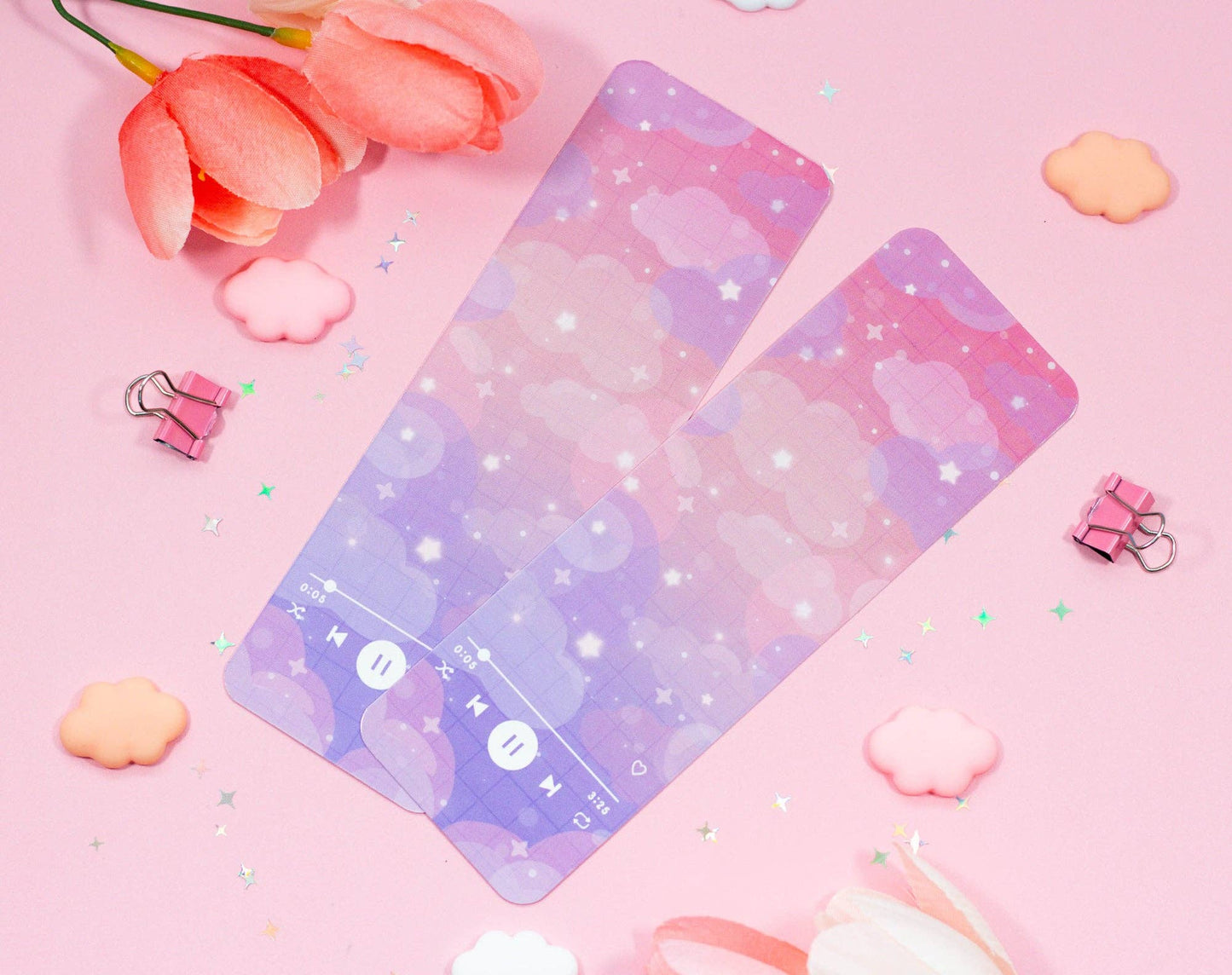 ๐ถ Sunset Music Player Bookmark โ Glossy & Double-Sided! ๐