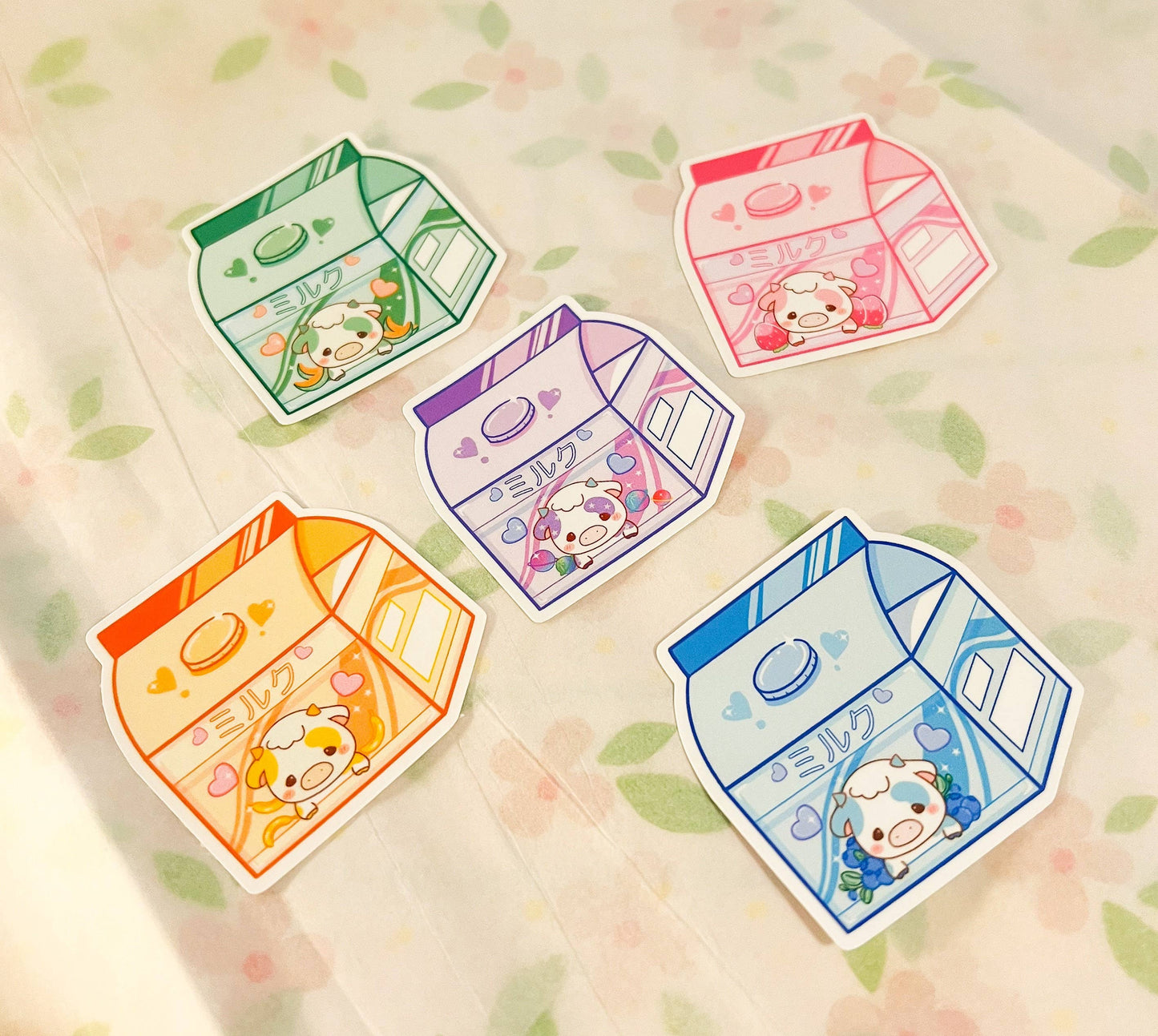 Cow Milk Carton Sticker Set