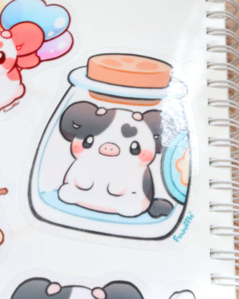 Bottle of Milk Cow Vinyl Sticker (Transparent)