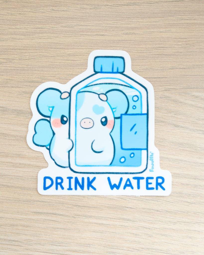 Drink Water Cow Vinyl Sticker