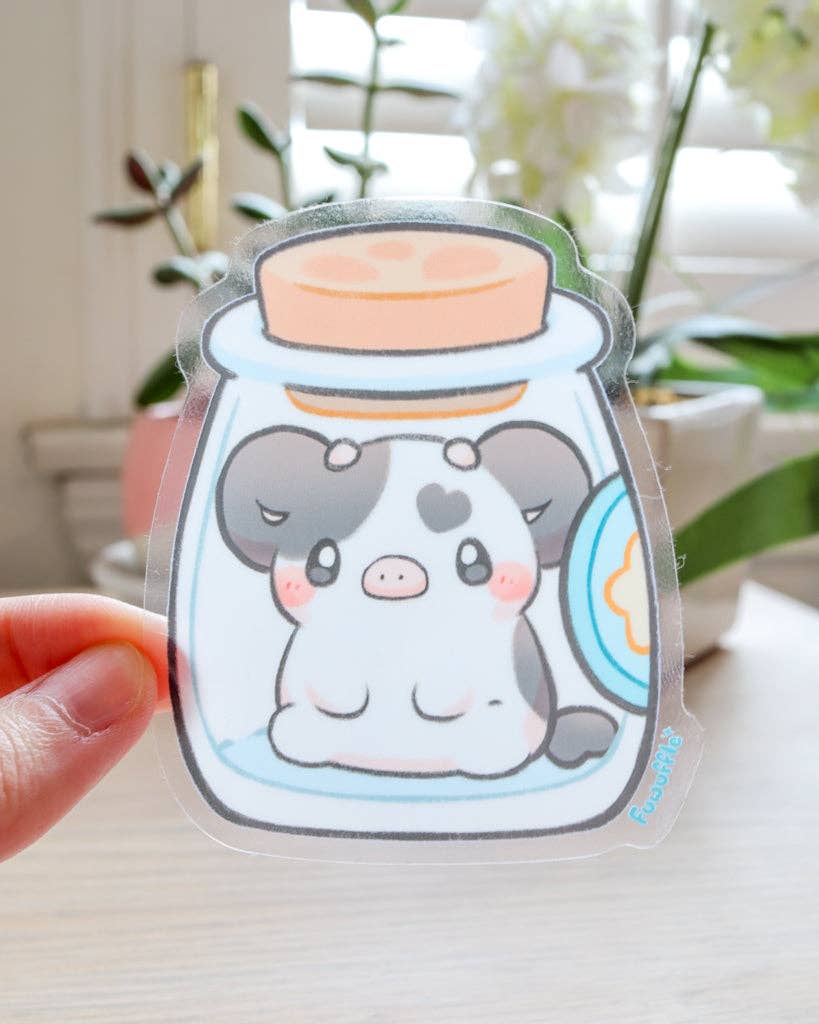 Bottle of Milk Cow Vinyl Sticker (Transparent)