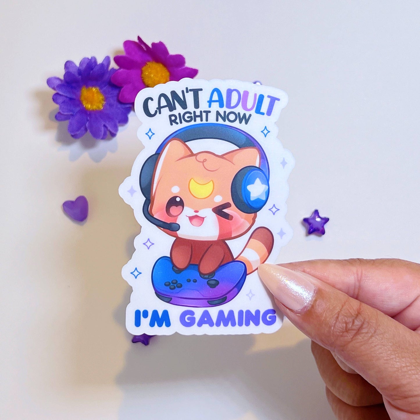 🎮 Can't Adult Right Now I'm Gaming Vinyl Sticker – Priorities, Please 👾