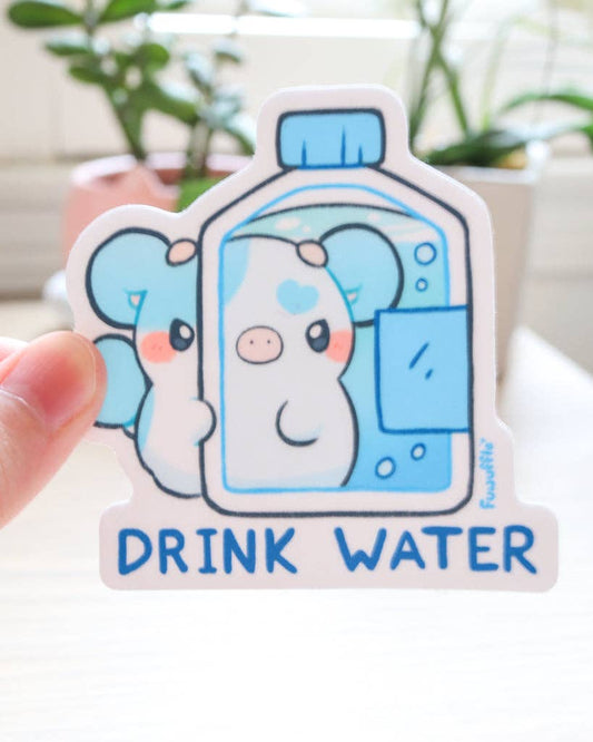 Drink Water Cow Vinyl Sticker