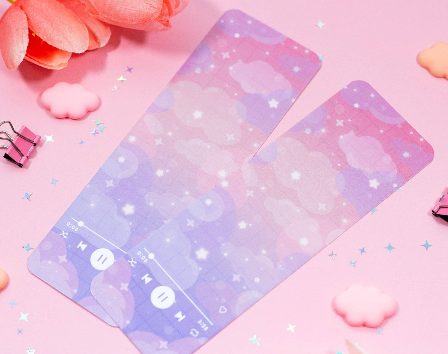 ๐ถ Sunset Music Player Bookmark โ Glossy & Double-Sided! ๐