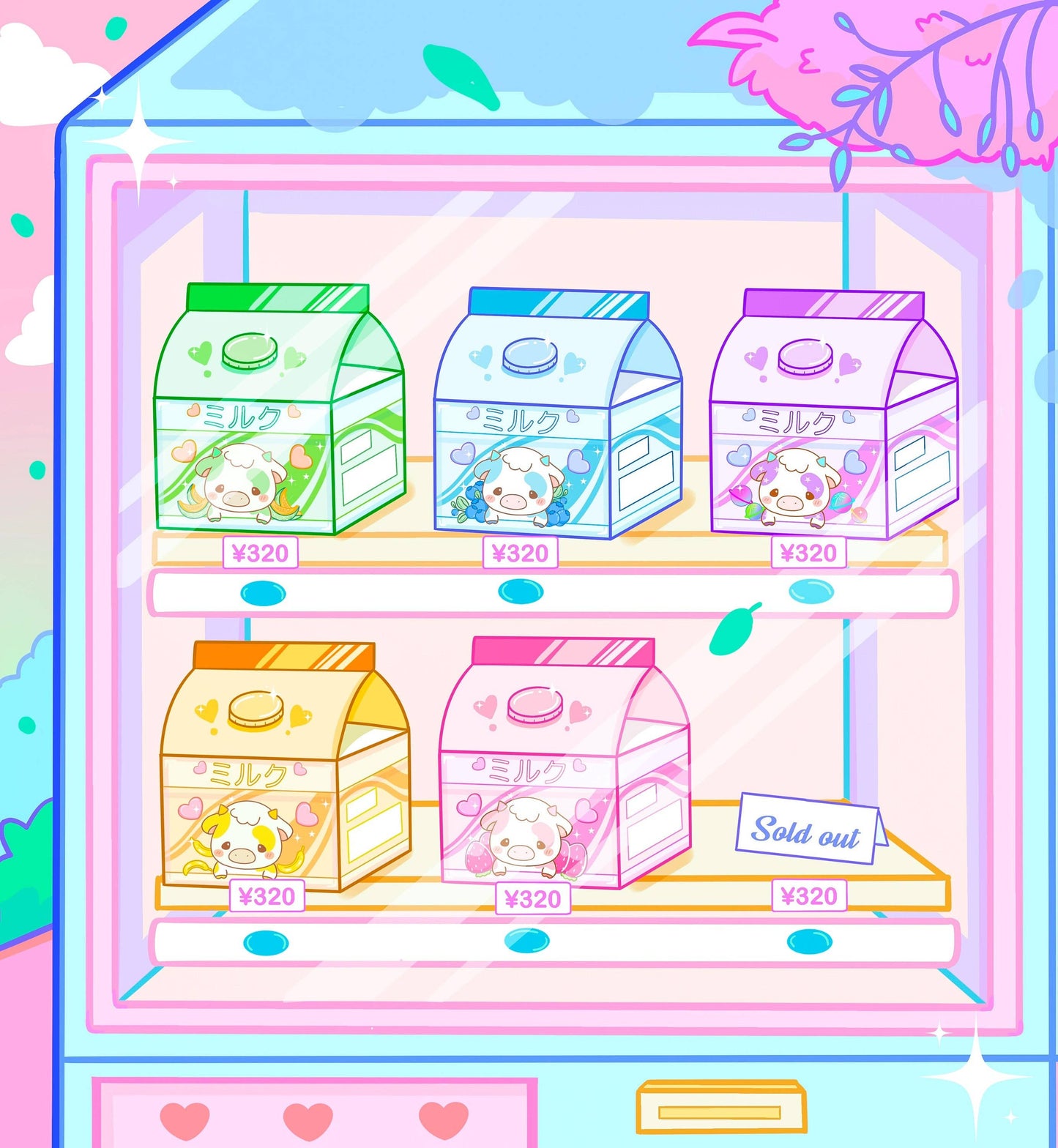 Cow Milk Carton Sticker Set