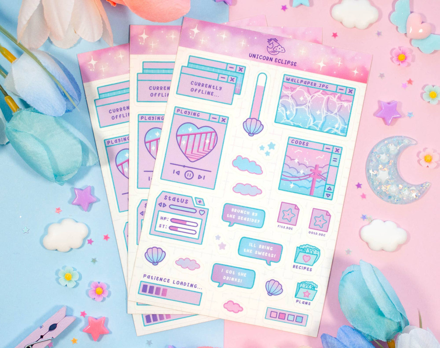 Blue Computer Aesthetic Sticker Sheet
