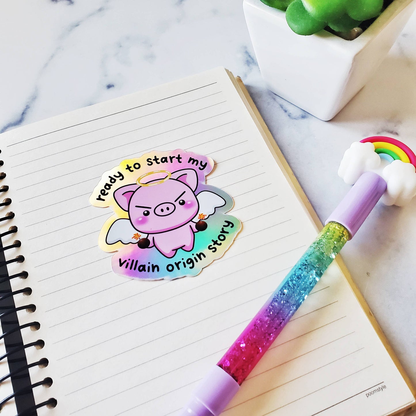 Villain Origin Story Piggy Sticker | Piglet Pig Animal decal