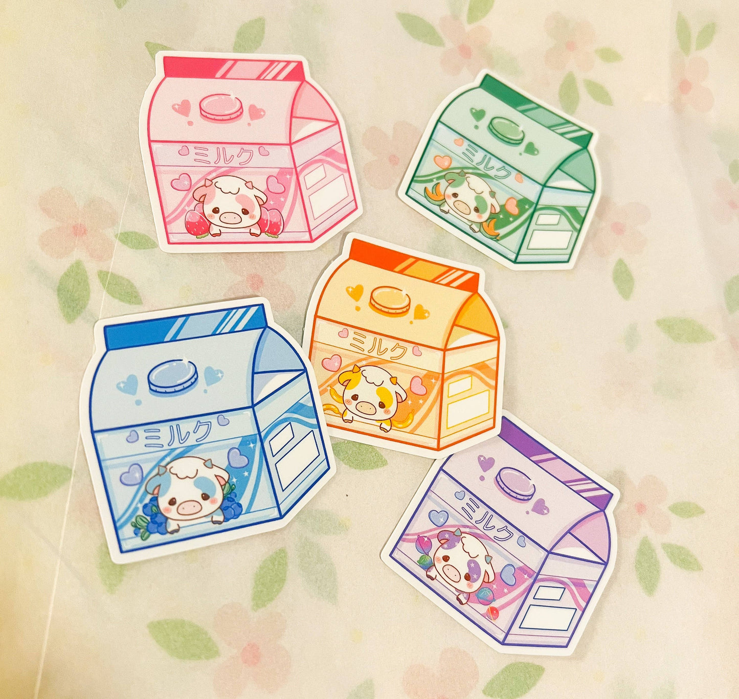 Cow Milk Carton Sticker Set