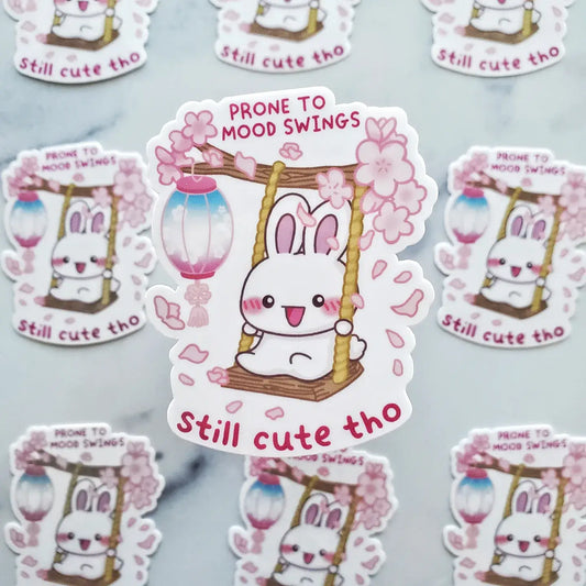 Mood Swing Bunny Vinyl Sticker, bunny sticker, kawaii art