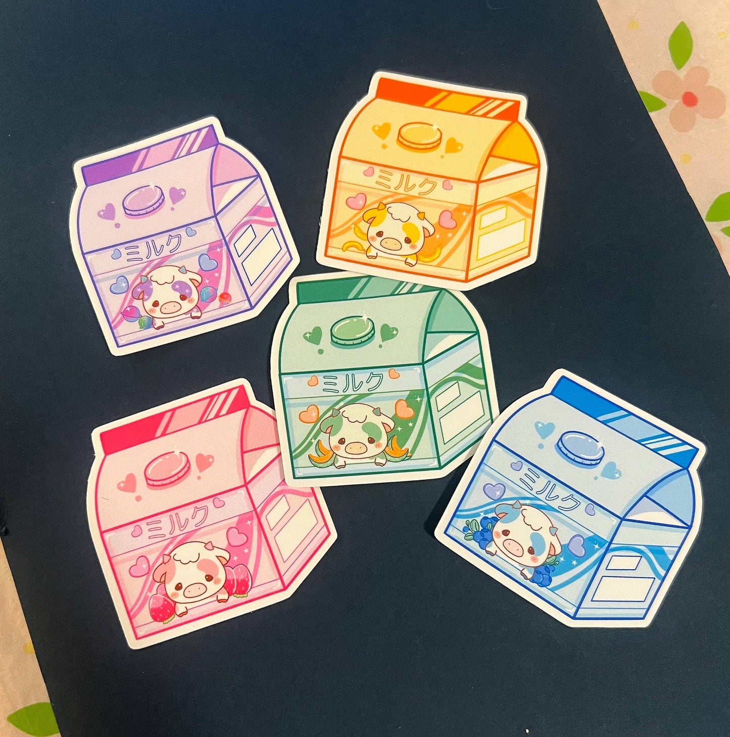 Cow Milk Carton Sticker Set