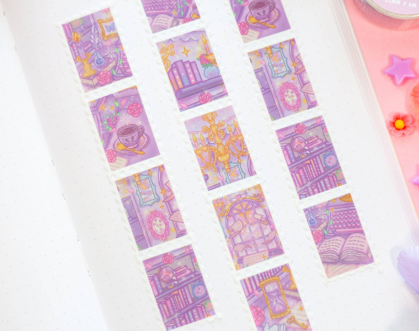 🎓 Pastel Academia Stamp Washi Tape – Study, Dream, Repeat!
