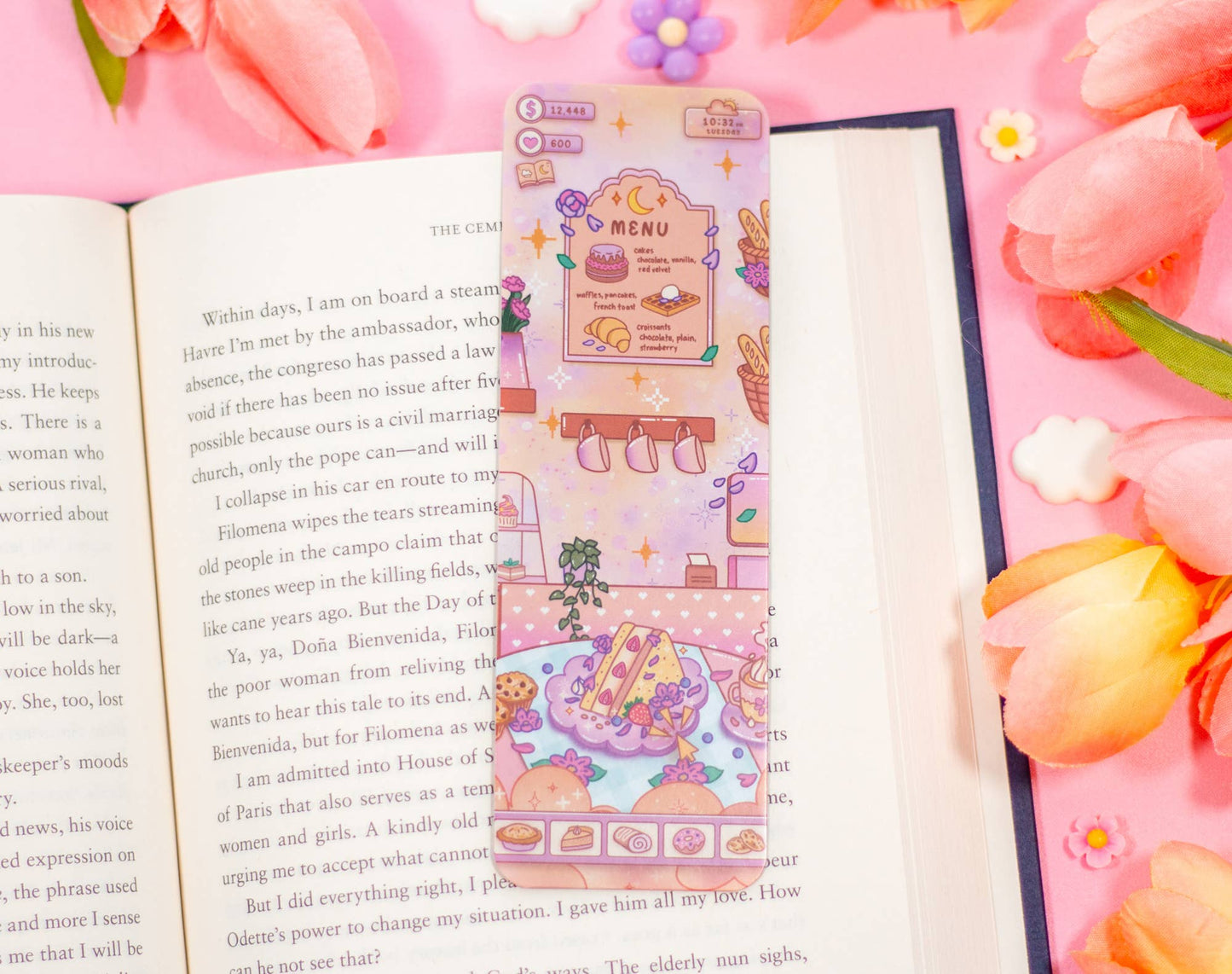 โ Cafe Quest Bookmark โ Glossy & Double-Sided! ๐