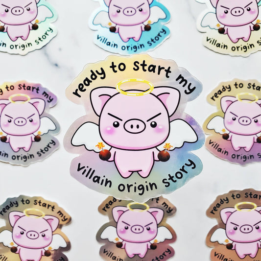 Villain Origin Story Piggy Sticker | Piglet Pig Animal decal
