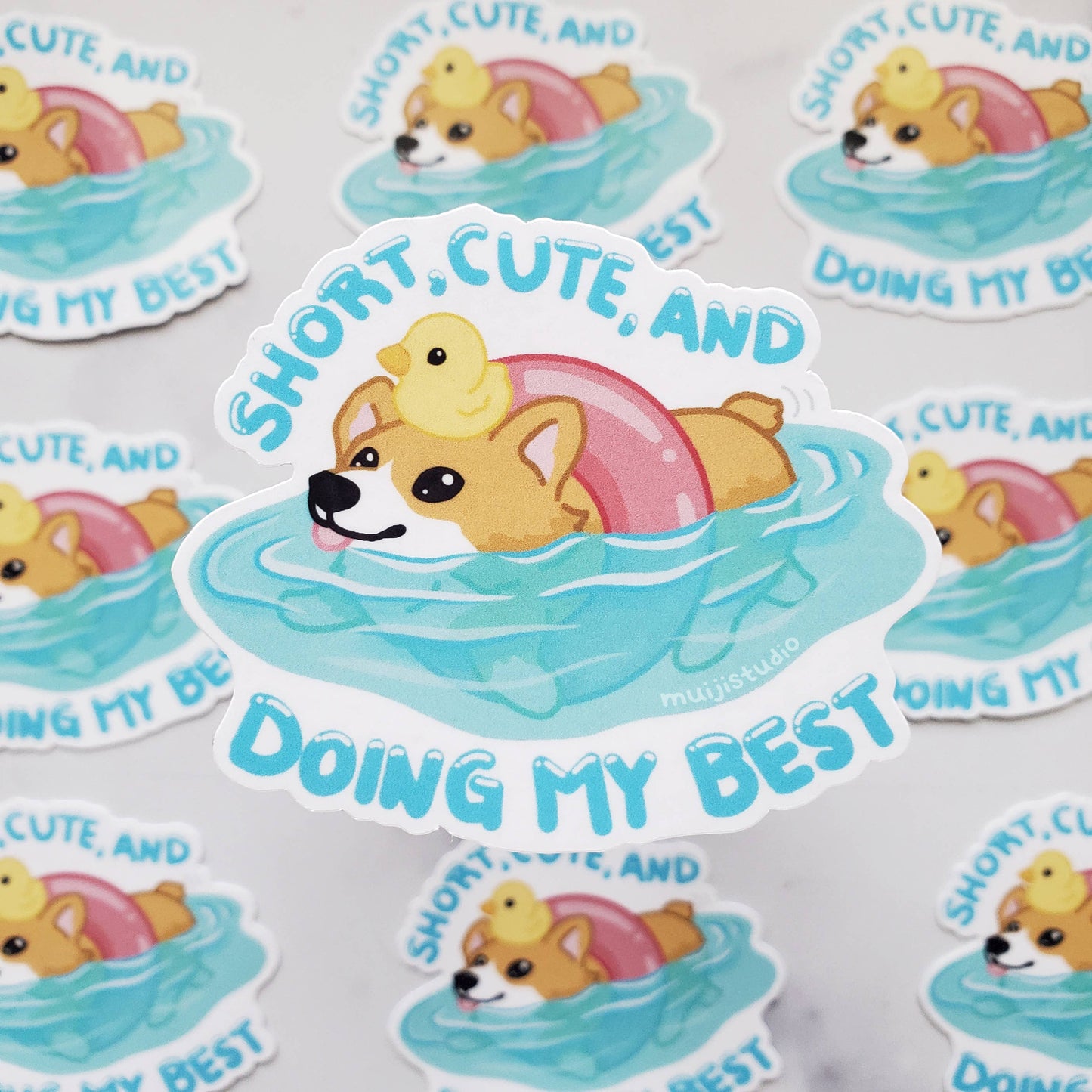 Short Cute & Doing My Best Corgi sticker, corgi sticker