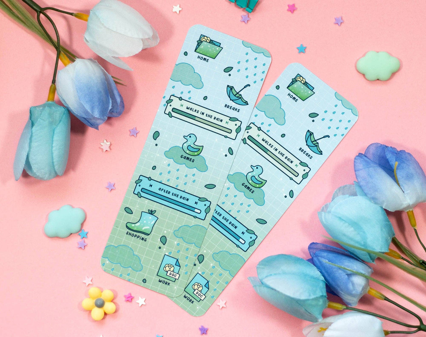🌧️ Rainy Day Bookmark – Glossy & Double-Sided! ☕