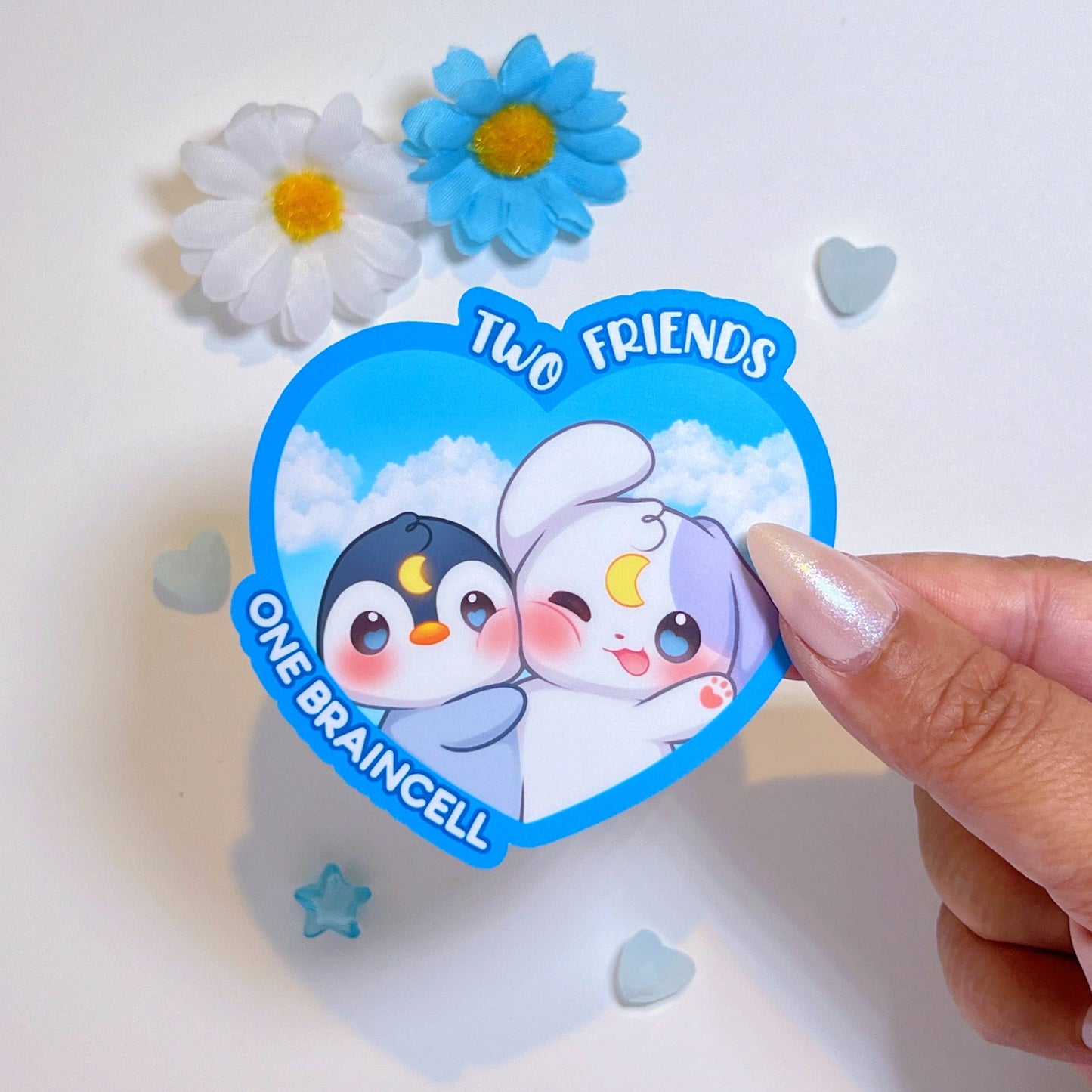๐ง Two Friends One Braincell Vinyl Sticker โ Iconic Duo Energy! ๐