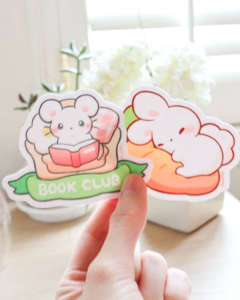 Book Club Mouse Vinyl Sticker