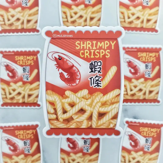 Shrimpy Crisps Vinyl Sticker | Asian snacks food cute decal