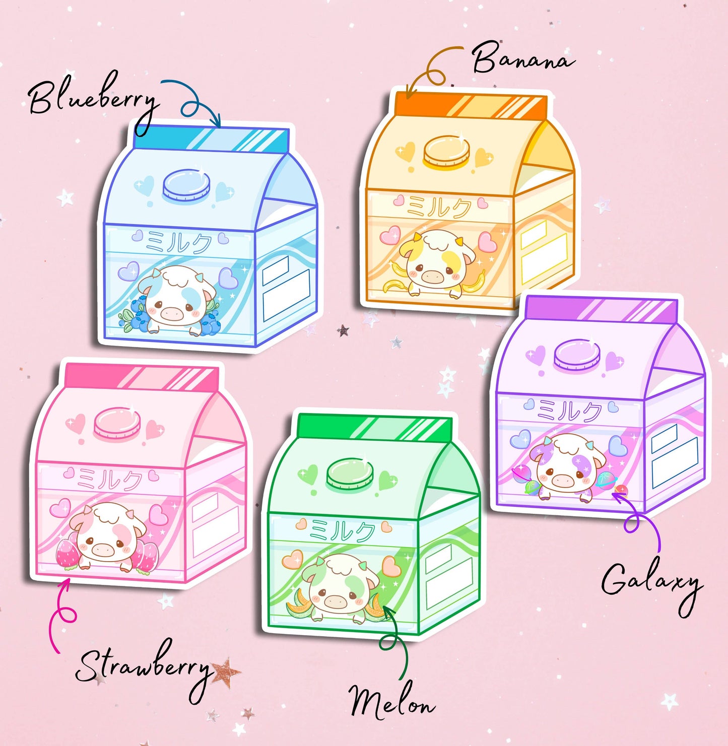 Cow Milk Carton Sticker Set