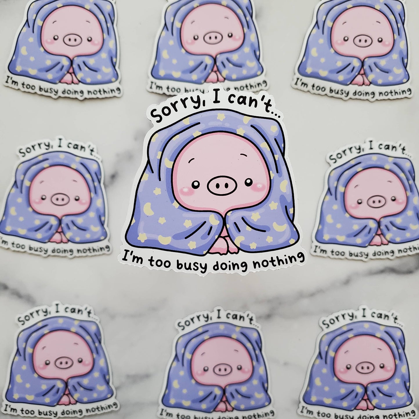 Busy Doing Nothing Pig Vinyl Sticker