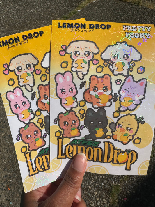 🐾 Lemon Drop Aniteez Sticker Sheet – Holo & Mini!