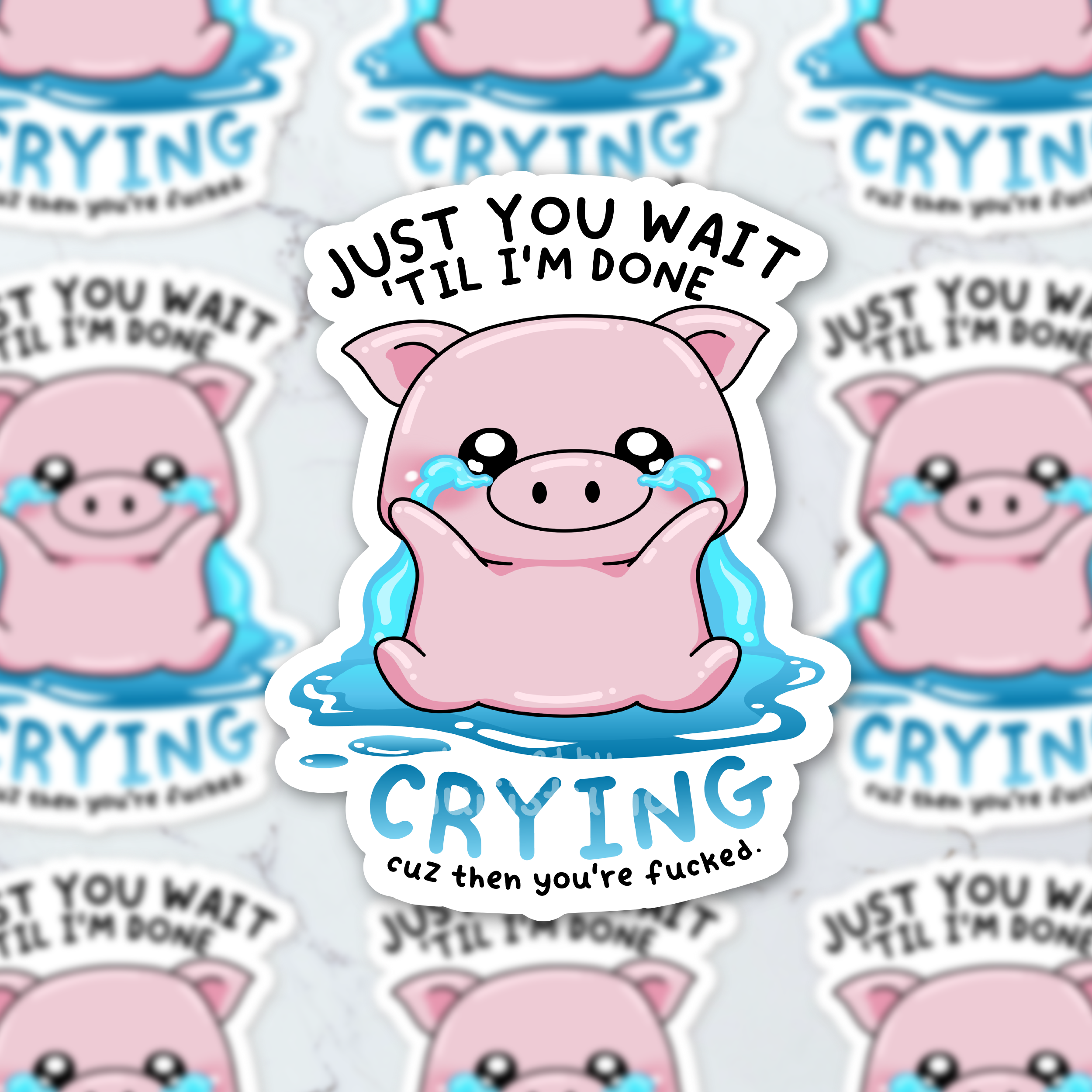 Just You Wait Piggy Vinyl Sticker, Cute Piggy Sticker, decal