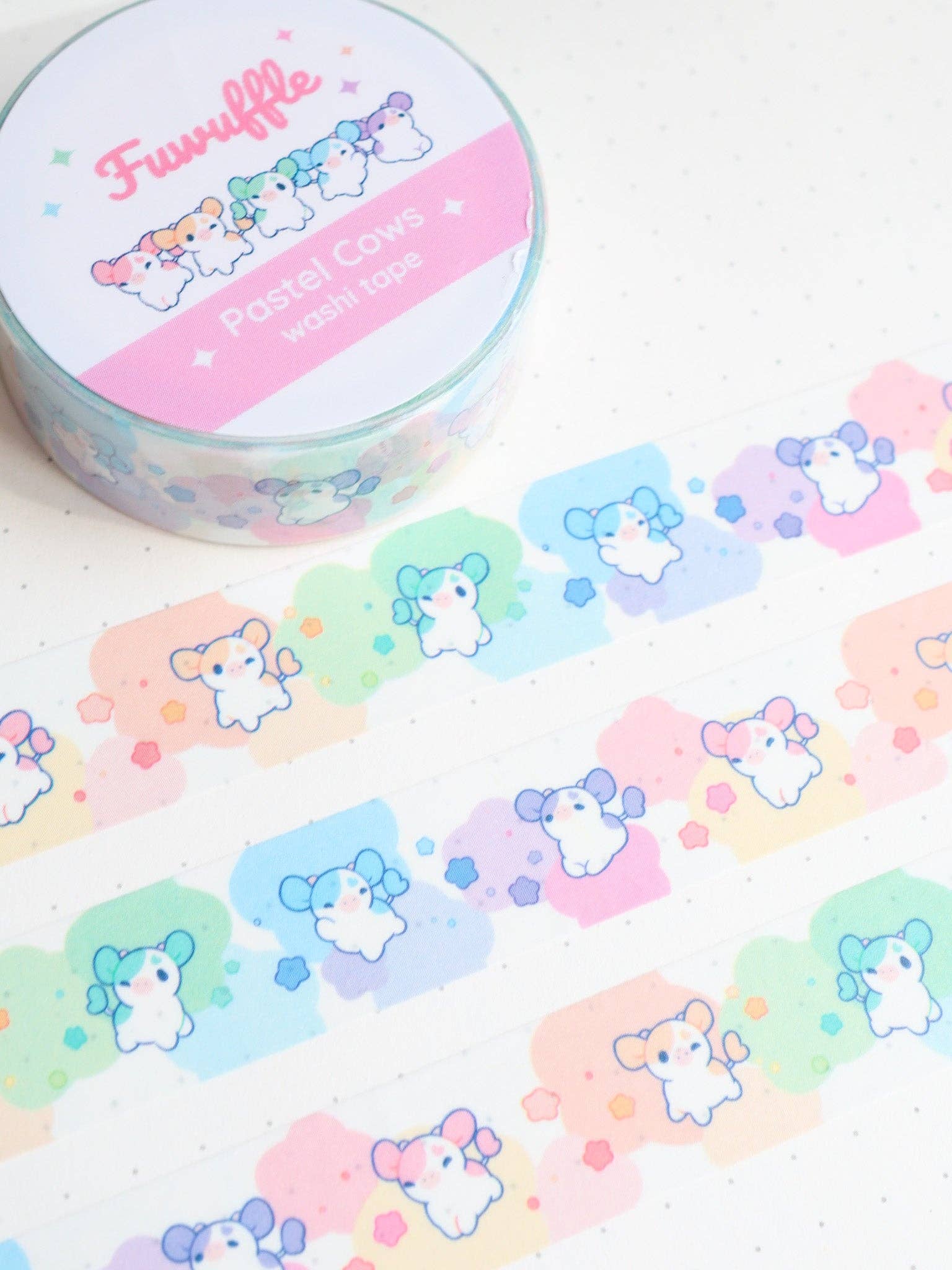 🐮 Pastel Cows Washi Tape – Cute Pastel Farm Friends!-thumbmail-2