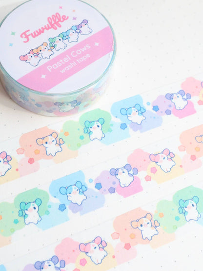🐮 Pastel Cows Washi Tape – Cute Pastel Farm Friends!