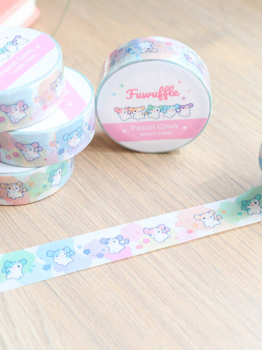🐮 Pastel Cows Washi Tape – Cute Pastel Farm Friends!