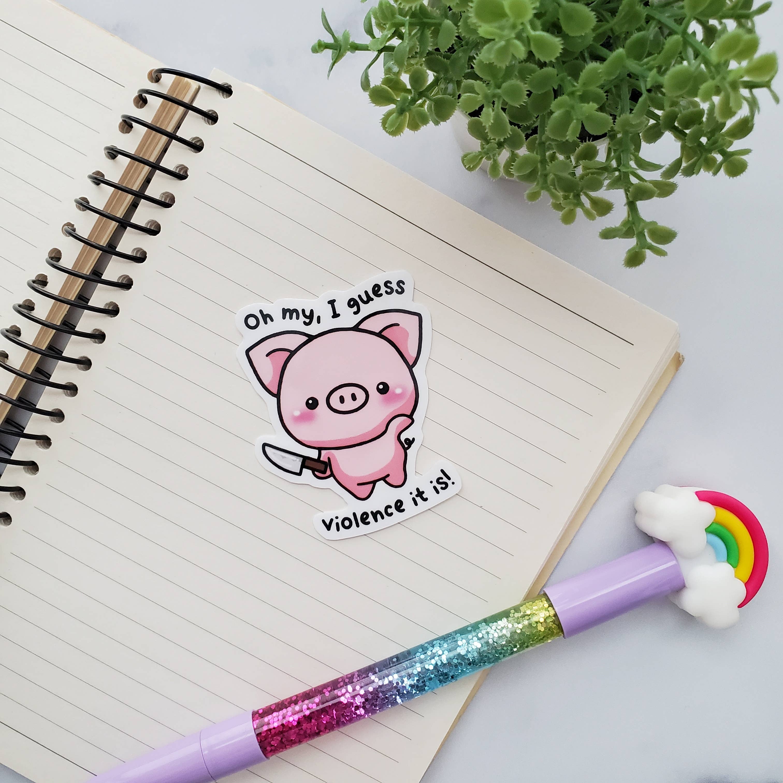 Violent Piggy Vinyl Sticker-thumbmail-2