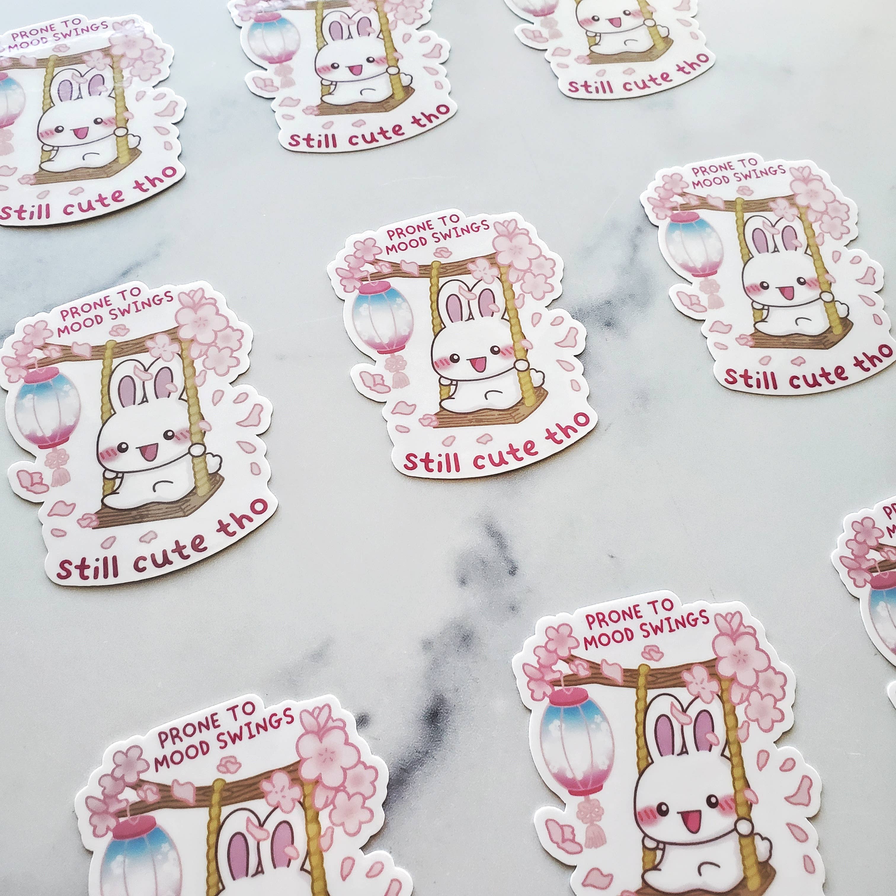 Mood Swing Bunny Vinyl Sticker, bunny sticker, kawaii art-thumbmail-2