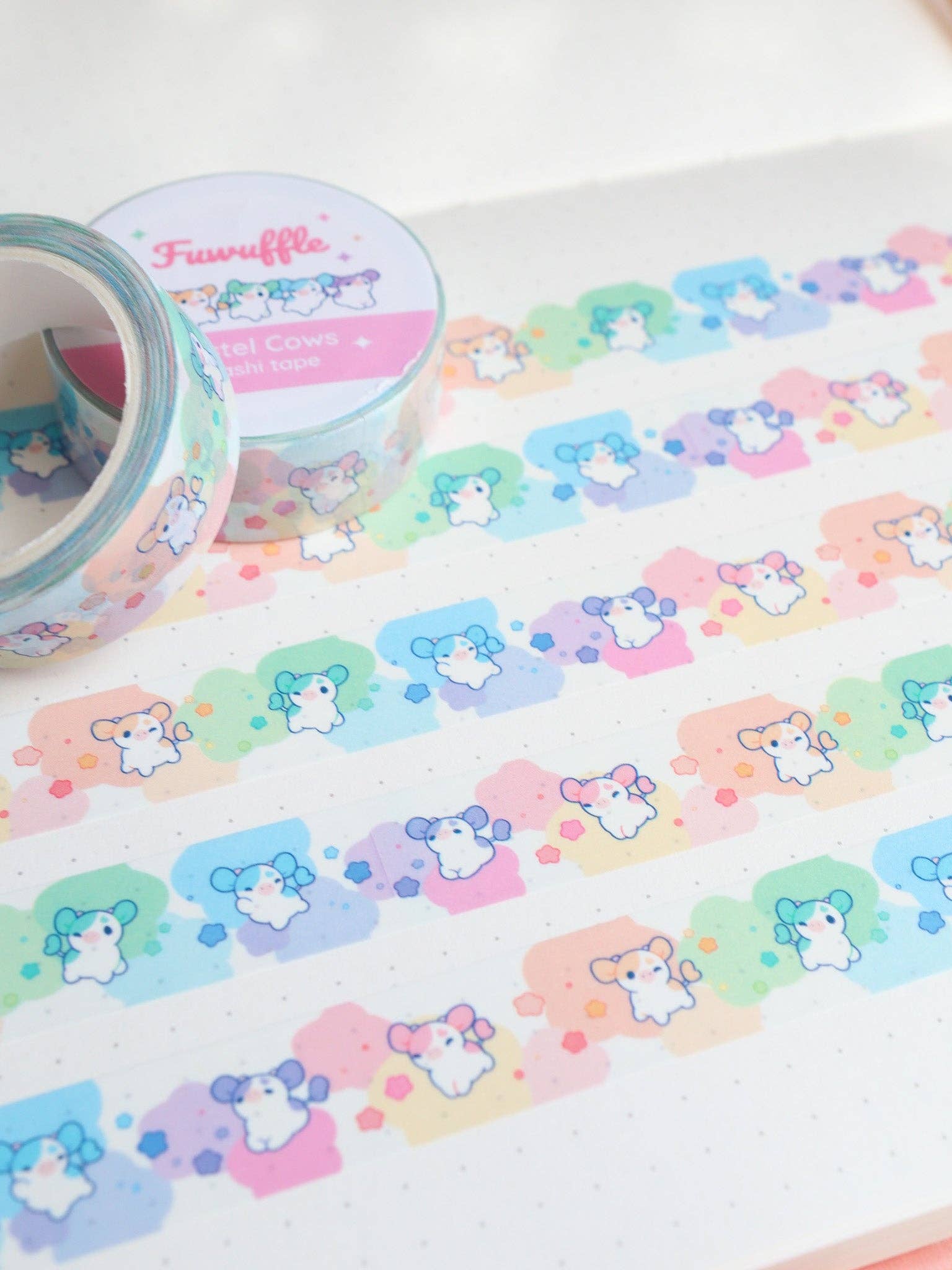 🐮 Pastel Cows Washi Tape – Cute Pastel Farm Friends!-thumbmail-3