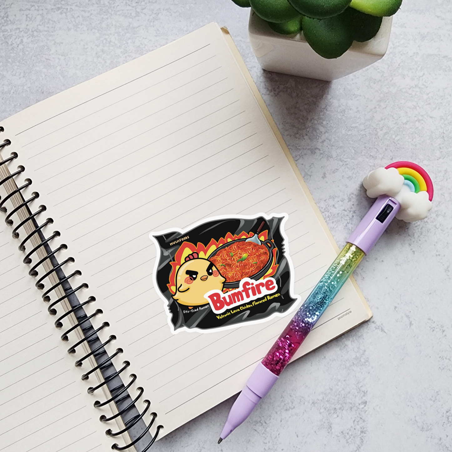Bumfire Ramyeon Vinyl Sticker, Spicy Chicken Ramen sticker