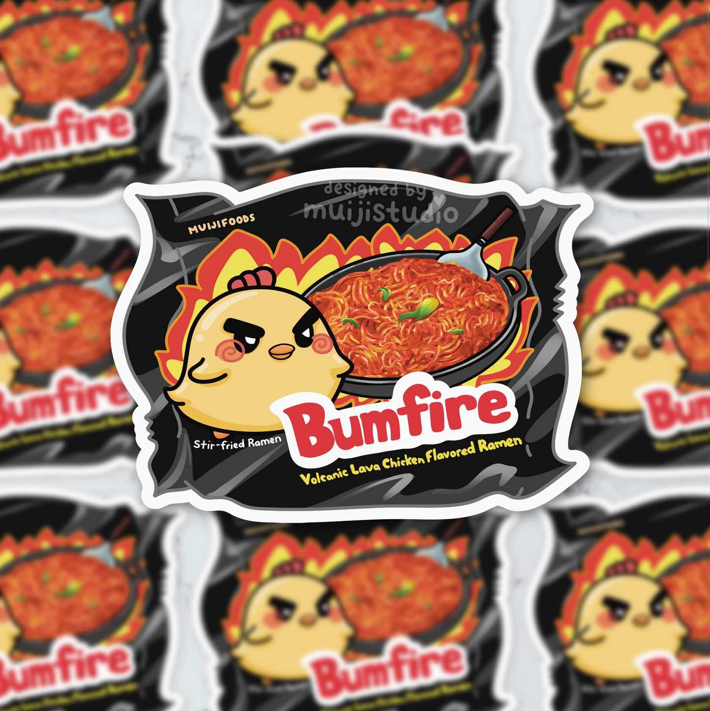 Bumfire Ramyeon Vinyl Sticker, Spicy Chicken Ramen sticker