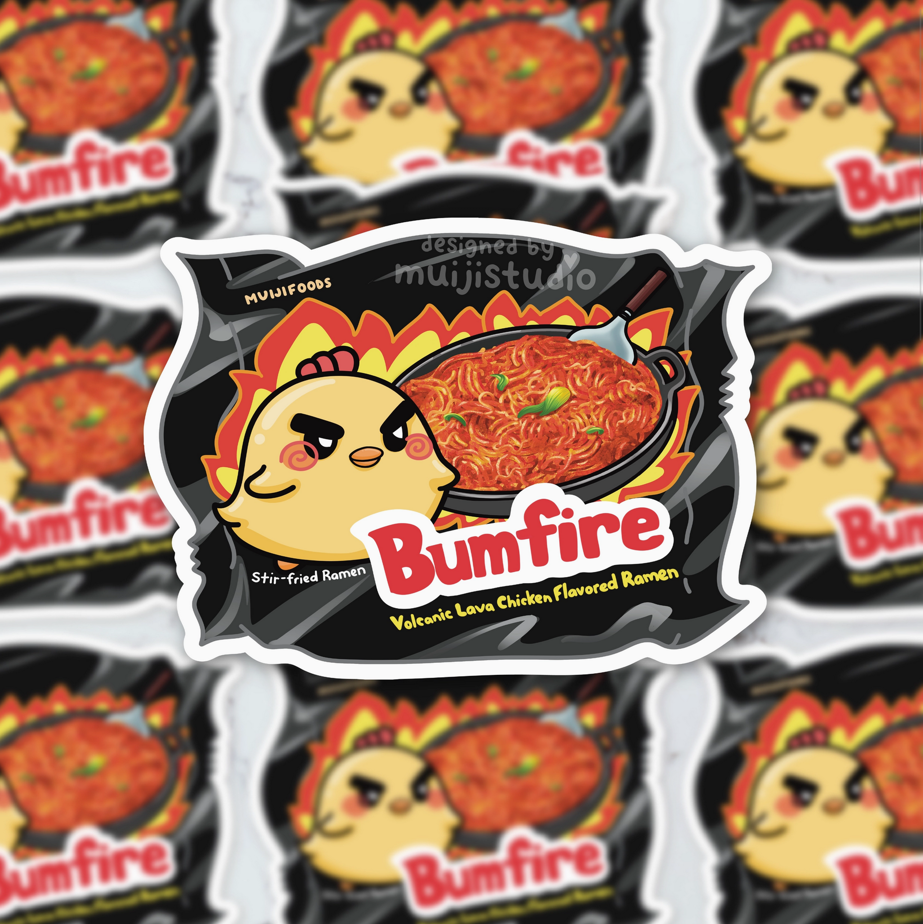 Bumfire Ramyeon Vinyl Sticker, Spicy Chicken Ramen sticker
