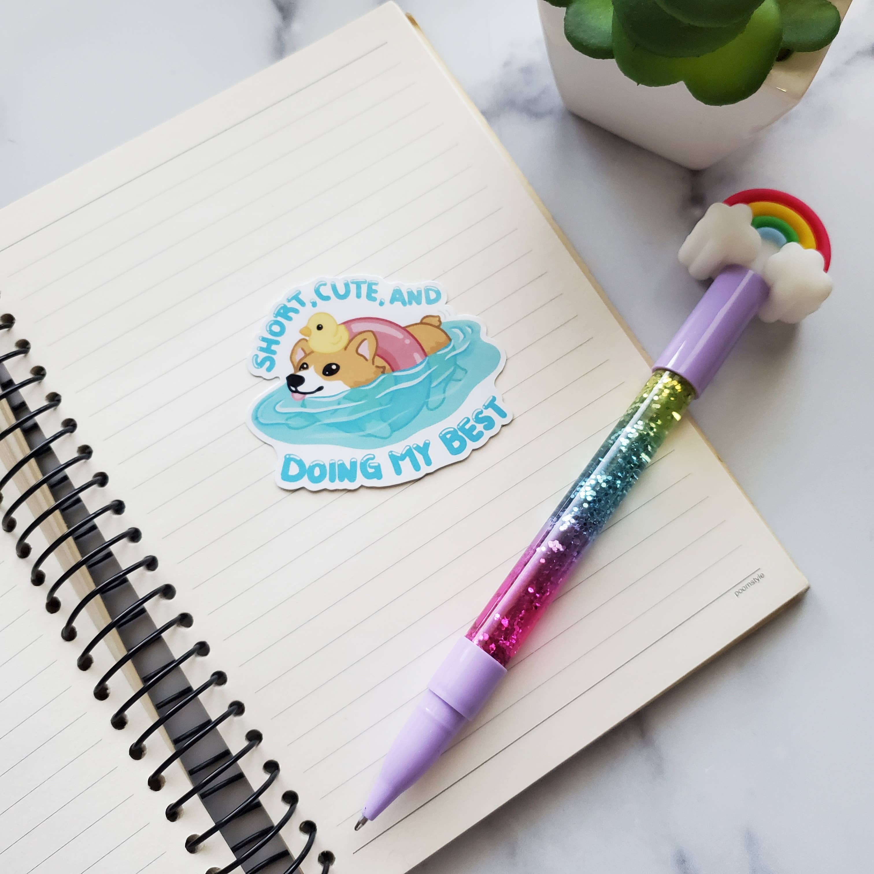 Short Cute & Doing My Best Corgi sticker, corgi sticker-thumbmail-3