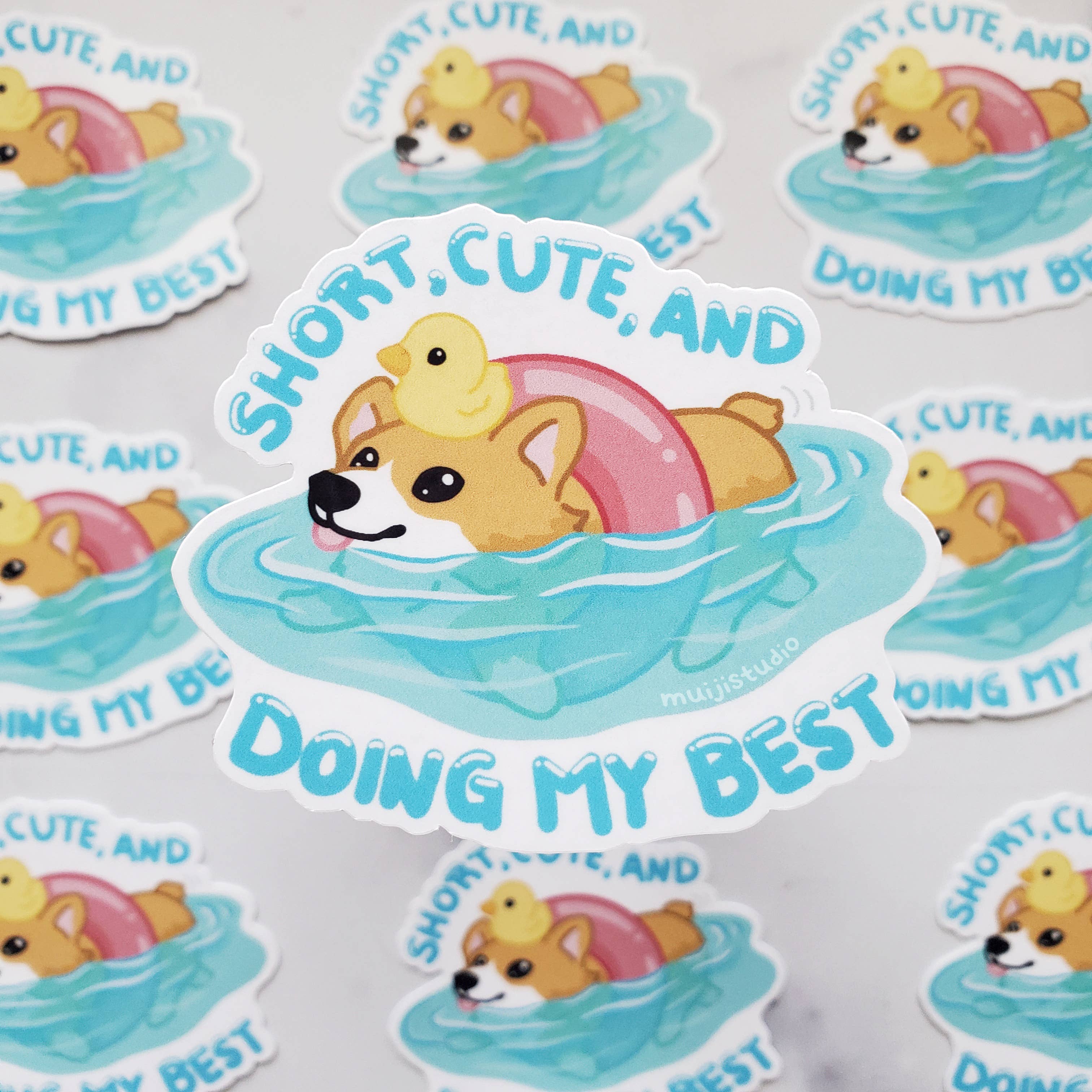 Short Cute & Doing My Best Corgi sticker, corgi sticker