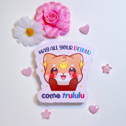 🦊 Red Panda Delulu Waterproof Sticker – Cute & Kawaii Vinyl Sticker! 🦊