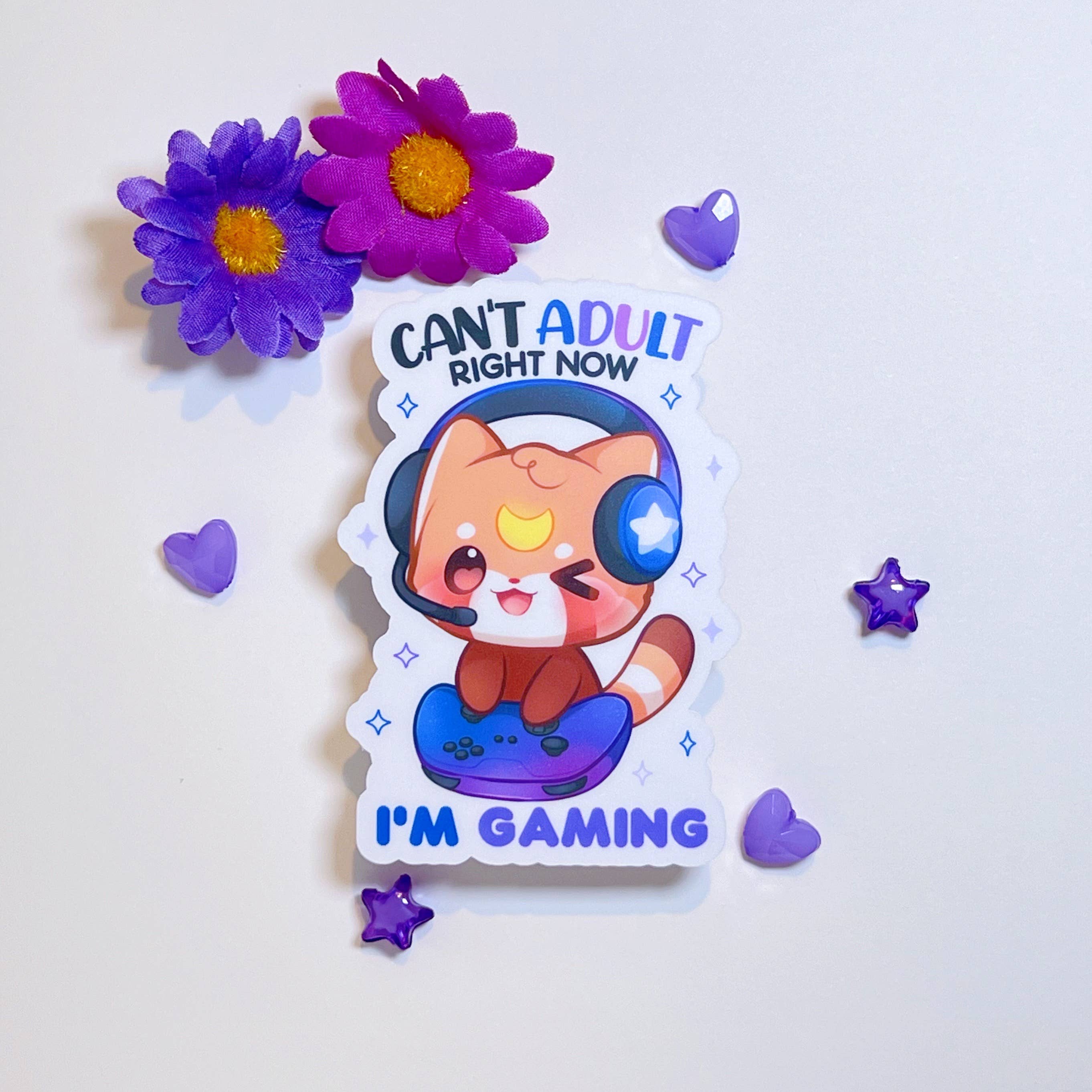 🎮 Can't Adult Right Now I'm Gaming Vinyl Sticker – Priorities, Please 👾-thumbmail-2