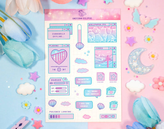 Blue Computer Aesthetic Sticker Sheet