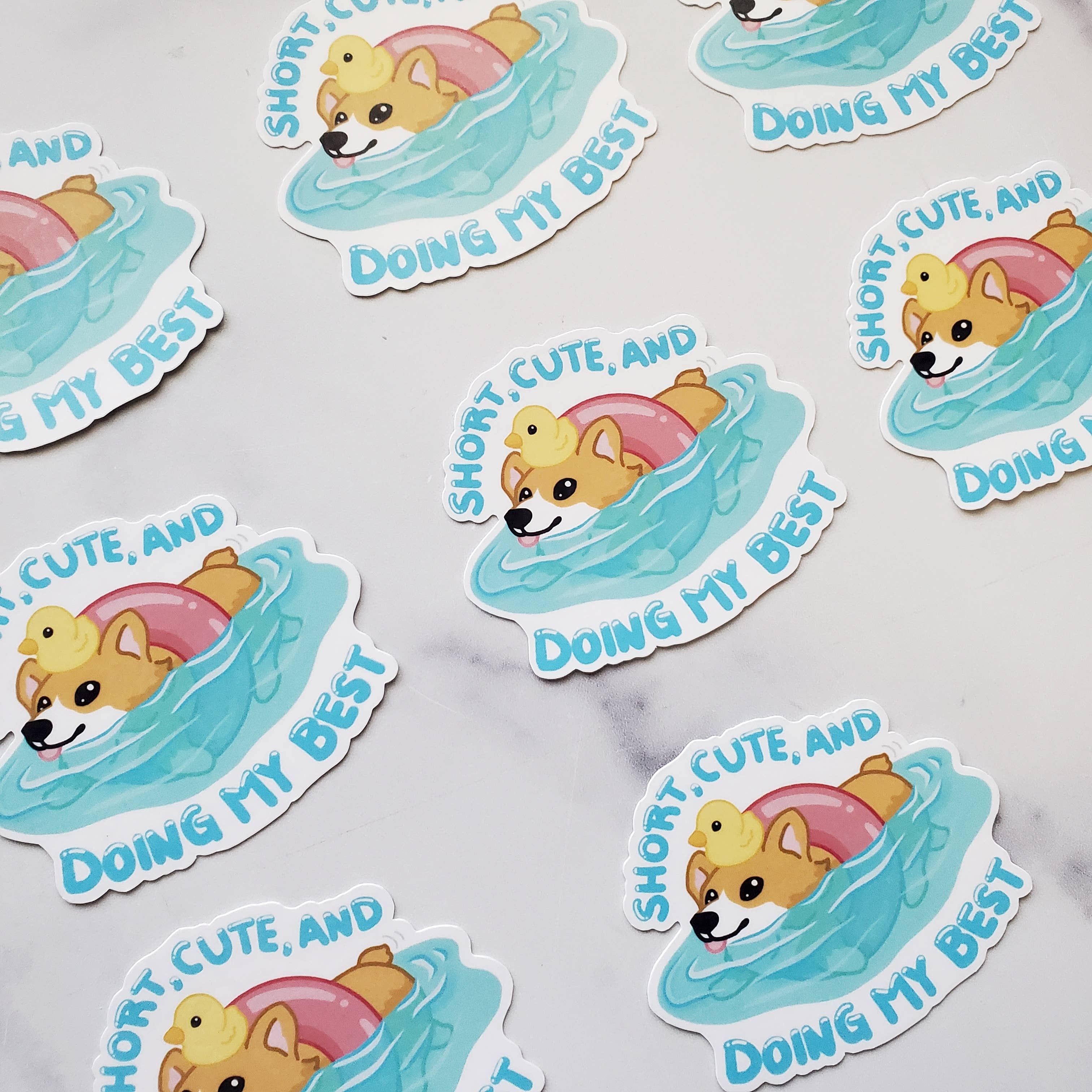 Short Cute & Doing My Best Corgi sticker, corgi sticker-thumbmail-2