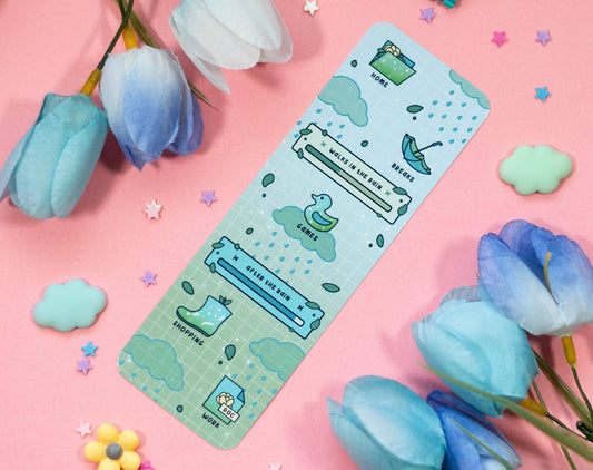 🌧️ Rainy Day Bookmark – Glossy & Double-Sided! ☕